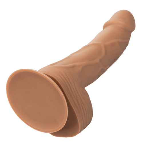 Brown Silicone Studs Dildo features a thick suction-cup