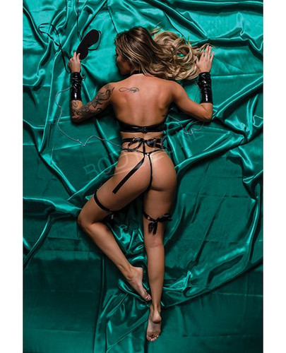 Black Vinyl Bondage Lingerie Set