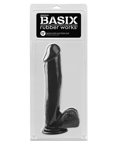 Basix Black 12" Dong with Suction Cup
