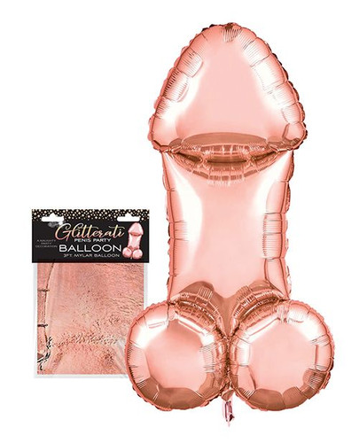 Glitterati Penis 3ft Rose Gold Mylar Balloon