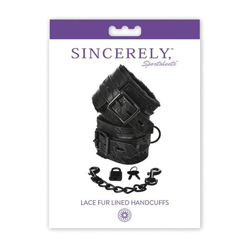 Black Lace Fur-Lined Handcuffs