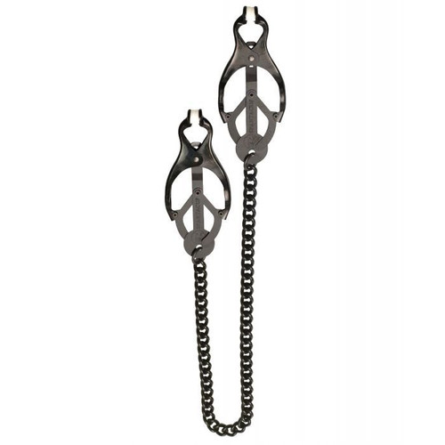 Spartacus Black Butterfly Style Nipple Clamps with Chain