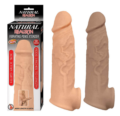 Natural Realskin Vibrating Penis Xtender - Brown