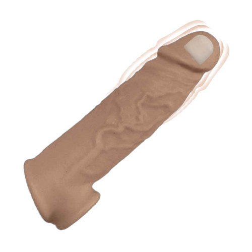 Brown Realistic penis extender with vibration