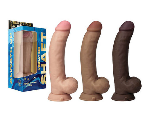 Shaft Flexskin Liquid Silicone 9.5" Curved Vibe - White, Brown, and Black