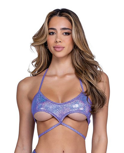 Lavender Shimmer Cutout Top - Roma