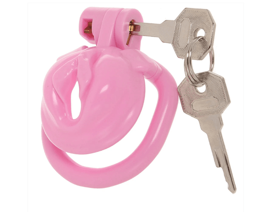 Pink Pussification Locking Chastity Cage - Sissy Sex Slave Toys