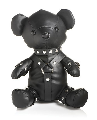 Master Series Bondage Gimp Teddy Bear - Black vegan Leather