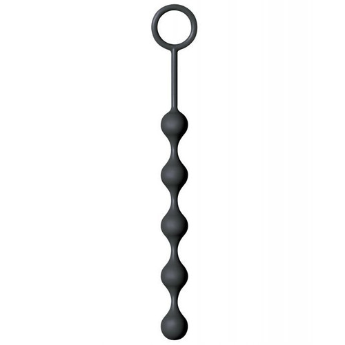 Long silicone anal beads - black