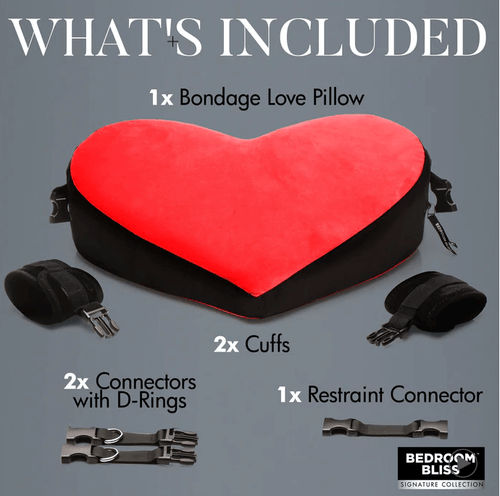 heart Shaped Sex Pillow with bondage restraint cuffs