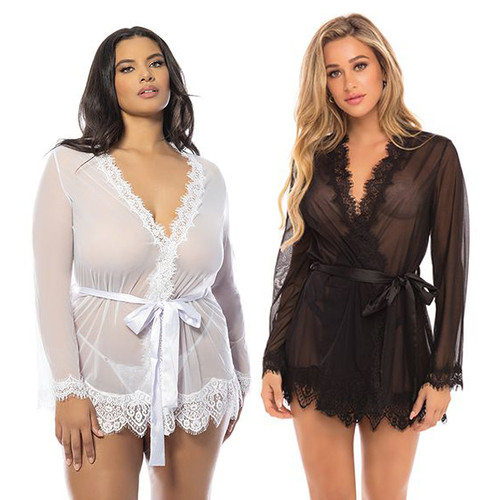 Provence Sheer Shortie Robe - Black or White