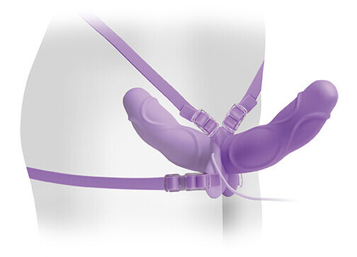 Fetish Fantasy Elite Vibrating Double Delight Strap-On - Purple