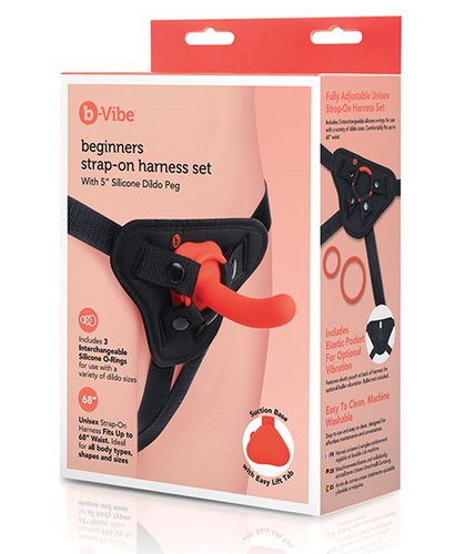 B-Vibe Beginner's Strap-On Harness Set - red