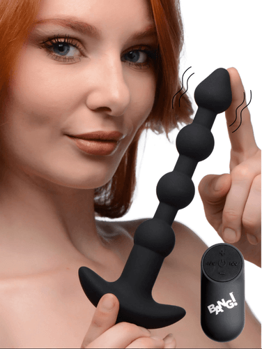 BANG! Vibrating Silicone Anal Beads - Black