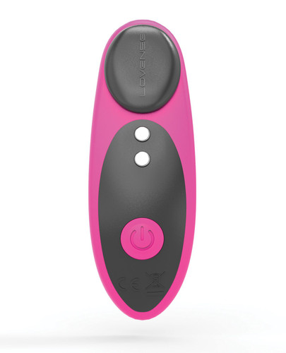 Compact panty vibrator with smooth, curved shape designed to fit discreetly inside underwear using a secure magnetic attachment.