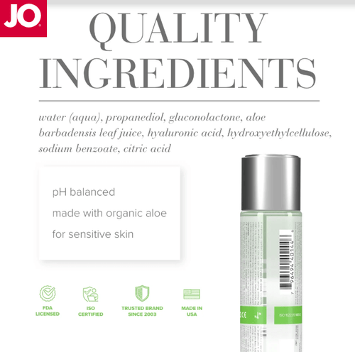 Jo ALOE Lubricant ingredients
