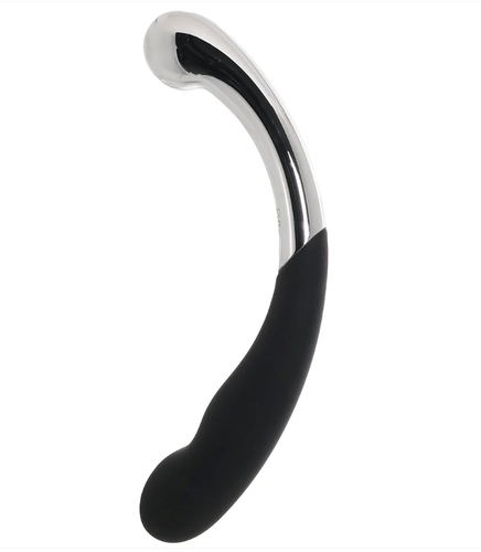 Curved Stainless and Silicone G-Spot Dildo