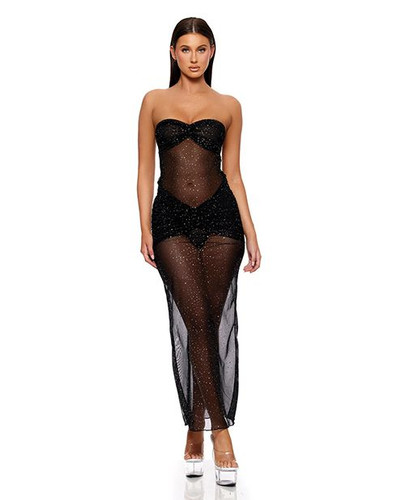 Forplay Private Party Foil Dot Mesh Dress & Thong Set