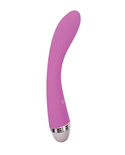 Camtoyz Lara G-Spot Vibrator with a curved pink silicone shaft designed for targeted internal stimulation and a smooth ergonomic shape.