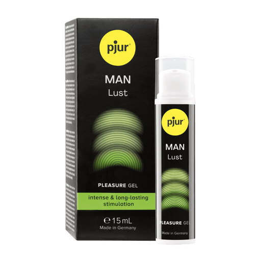 Pjur MAN Lust stimulating gel for men designed to increase penile sensitivity using electric daisy extract for tingling stimulation before sex or masturbation.