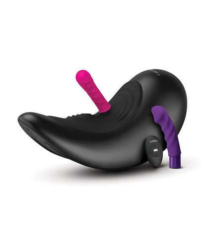 Cowgirl rocking saddle sex machine with vibrating and thrusting attachments