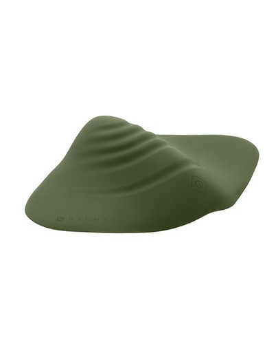 Gender X Pleasure Pad resting on surface displaying low-profile design and curved wings for grinding stimulation