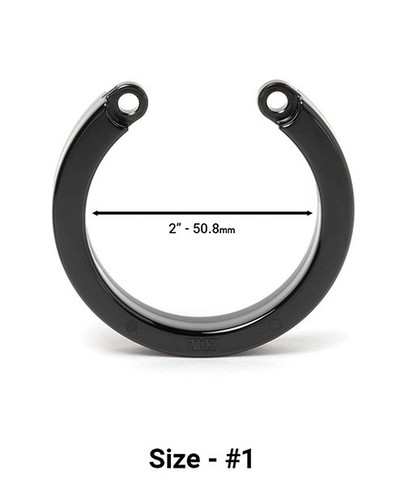 CB-X replacement black U-ring for chastity cages shown in size 1 with 2-inch inner diameter measurement