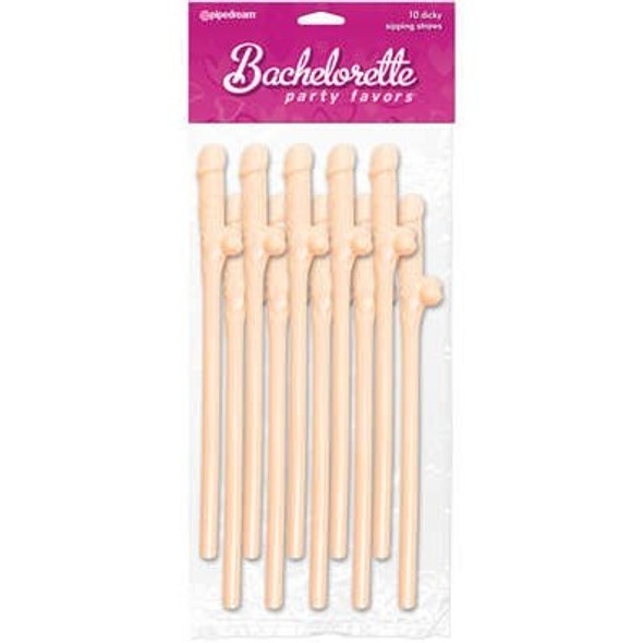 Bachelorette Party Favors Dicky Sipping Straws - Light