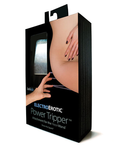Kinklab Power Tripper Neon Wand attachment displayed in packaging with finger electrodes and control components