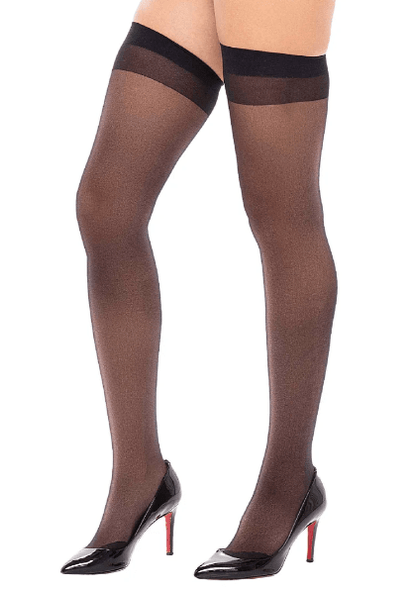 Black sheer stockings with seams