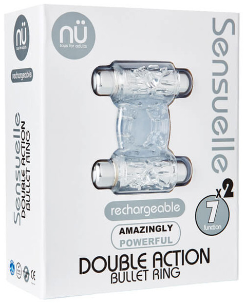 The Sensuelle Double Action Rechargeable Cockring - Clear