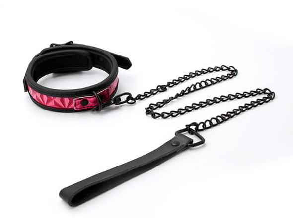 Sinful Neoprene Collar & Leash - Black/Pink