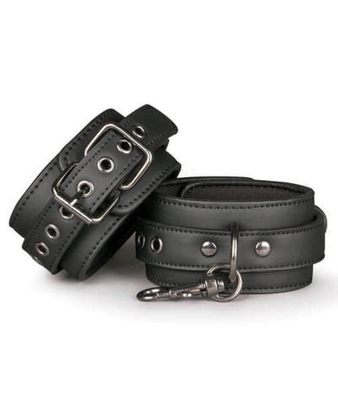 Black Faux-Leather Ankle Cuffs