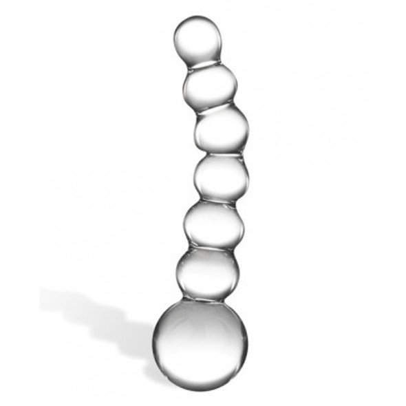 Gläs Toys Curved Glass Beaded Dildo - Clear