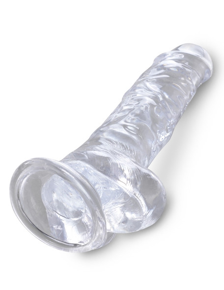 Our Clear King Cock 8" Cock with Balls has a suction-cup base