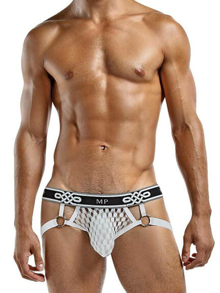 Male Power Peep Show Ring Jock - White/Black Male Power Peep Show Ring Jock - White/Black