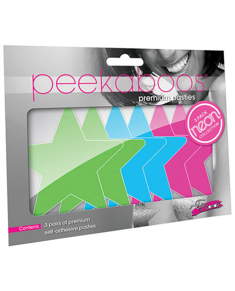 Peekaboos Star Pasties Neon Value Pack - Pink, Green, Blue