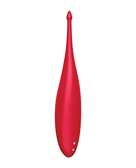 Red slender clitoral vibrator with pointed tip