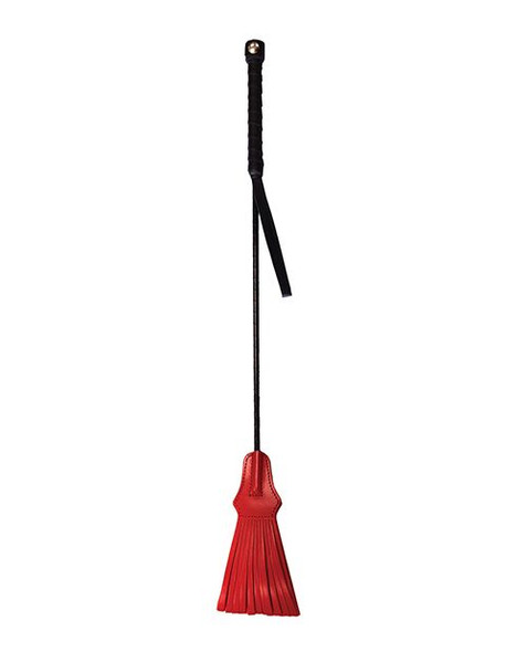 Rouge Leather Tasselled Riding Crop -  Red