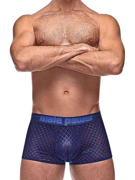 Male Power Blue Diamond Mesh Mini Short