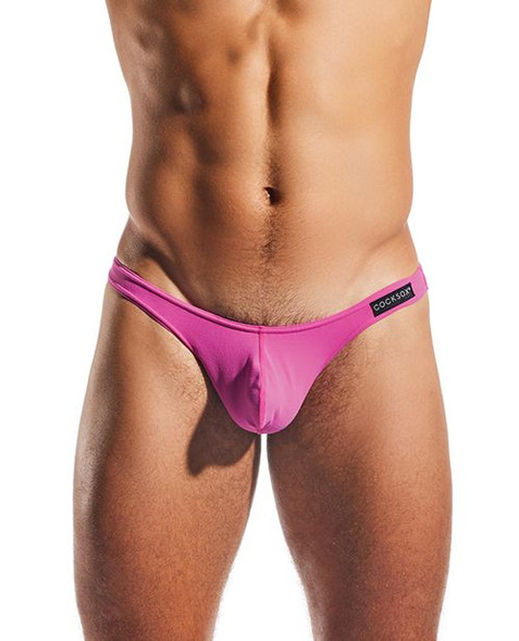 Cocksox Enhancing Pouch Thong - Neon Yellow - Fuchsia Pink