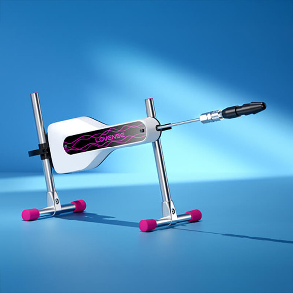 Lovense Compact mini sex machine with sleek motor base and attached thrusting arm, designed for powerful, controlled motion in a space-saving design.
