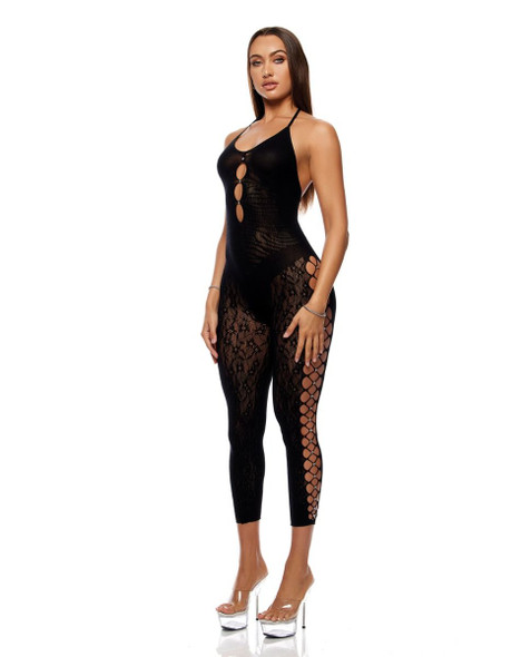 Cross Your Mind Floral Lace Bodystocking - Queen