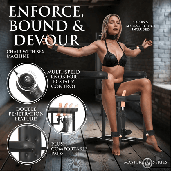 Bondage Chair with dildo - forced orgasm toys