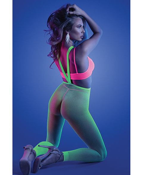 Come Alive UV Reactive Suspender Stockings, Bra & G-String