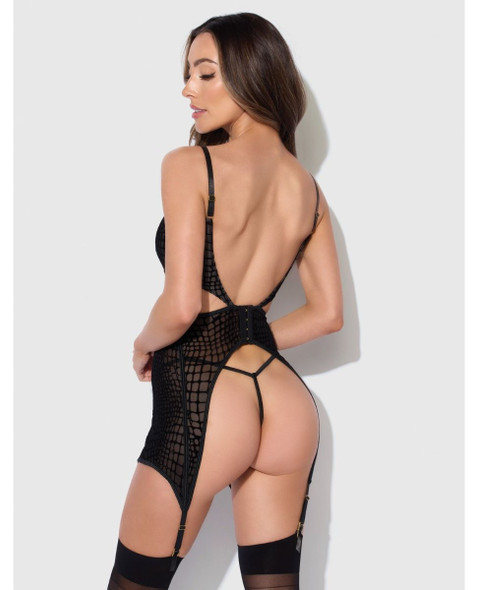 Black Snake Velvet Burnout Chemise & G-String