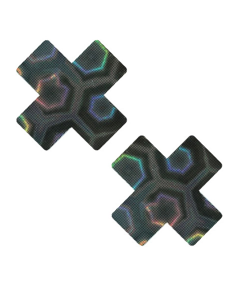 black hologram X pasties