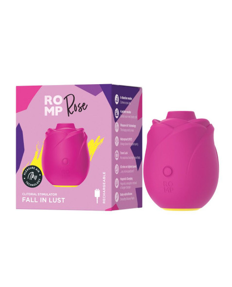 ROMP Rose 2.0 clitoral stimulator in soft silicone, compact rose-shaped design with gentle Pleasure Air stimulation