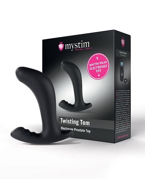 Mystim Tom Flexible E-Stim Prostate Massager with Flex & Stay technology in black silicone