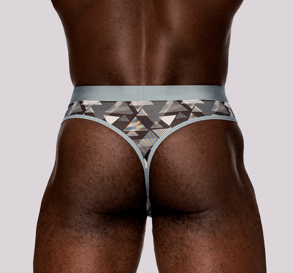 Male Power Sheer Optical Print Thong back view showing one-inch thong back